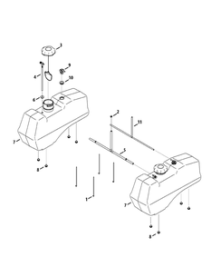 Fuel Tank Assembly Diagram and Parts List for S6031-KW 53DI8DU6050-31HP Cub Cadet Lawn Tractor